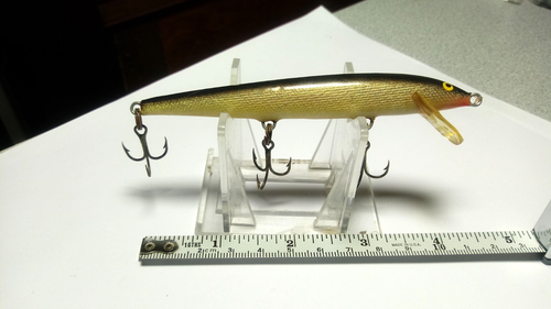 RAPALA, VINTAGE, (IRLAND) F-11, FLOATER, GOLD/SCHWARZER RÜCKEN, ORIG.HAKEN, HERVORRAGENDER ZUSTAND. - Bild 2 von 4