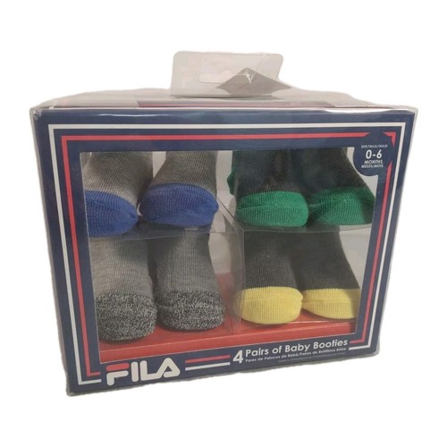 FILA Baby Booties Fußwärmer 4 Paar 0-6 Monate alt *NEU VERSIEGELT* - Bild 1 von 2