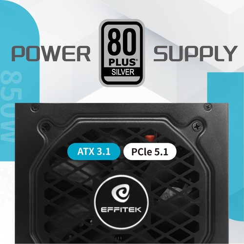 Bloc d'alimentation 850 W ATX 3.1 Gamer 80 Plus Silver compatible PCIe 5.1 GPU - Photo 4/8