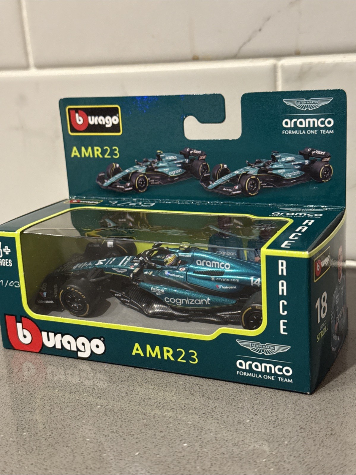 Aston Martin AMR23 F1 Die-Cast Car 1&colon;43 – Bburago 2023 Formula One Model NIB