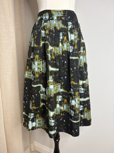 Veronika Maine Patterned Skirt Size 16 XL Black Green Designer Aline Work Casual - Picture 2 of 6
