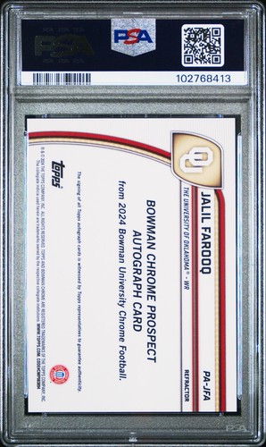 2024 Bowman U Chrome Jalil Farooq Chrome Prospect Auto-Refr. #144/299 PSA 10 - Picture 2 of 3
