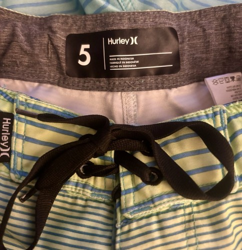 Hurley Board Shorts Blue Green Stripe Boys Size 5 - Picture 3 of 6