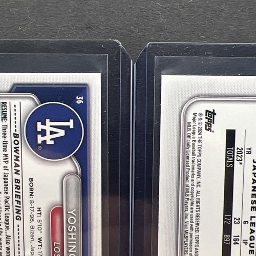 Lote de (2) 2024 Bowman YOSHINOBU YAMAMOTO RC #36 LA Dodgers Rookie - Imagen 7 de 17