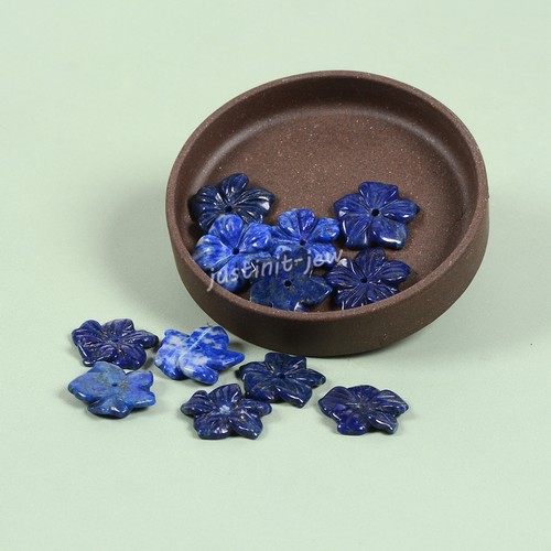 15mm Center drilled Small hand Carved gemstone flower jewelry making DIY beads - Picture 15 of 34