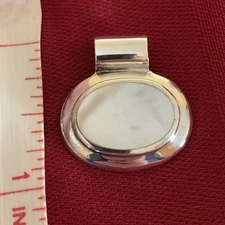 Sterling Silver Mother Of Pearl Cabachon Oval Slide Pendant Excellent
