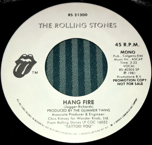 THE ROLLING STONES - Hang Fire (1981 7" 45 Vinyl) Rare Mono/Stereo Promo - Picture 3 of 4