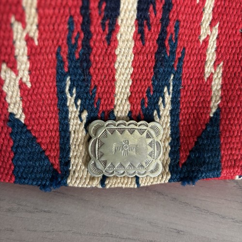 Vintage Chimayo Purse Wool Hand Woven Native American Clutch Silver Talon Zipper - Picture 21 of 21