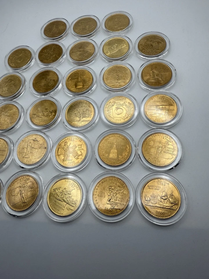 1999, 2000, 2001 Gold Edition State Quarters, 24K Gold Plated (28 Coins Total) - Image 2 of 4