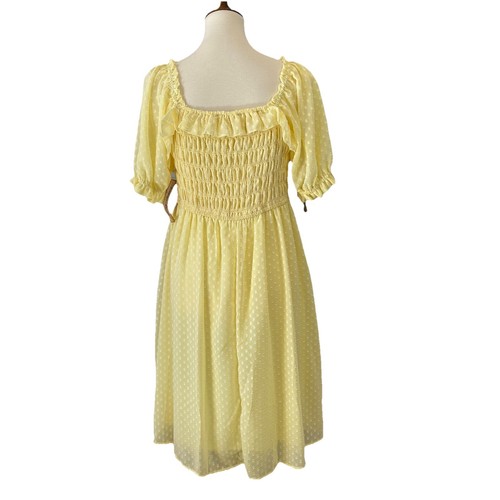 NWT Indigo Rose Yellow Dress Womens Large Knee Length Milk Maid Mother's Day Pic - Picture 2 of 10