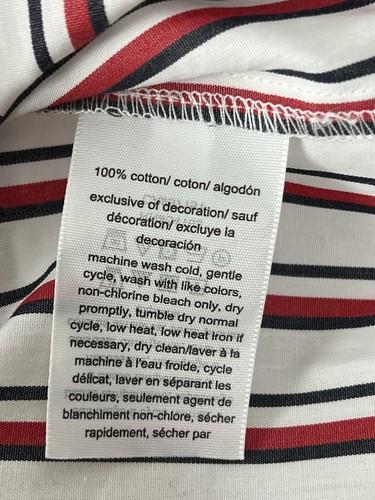Tommy Hilfiger Women's Size L Blouse Short Fluster Sleeve Stripped White - Picture 3 of 6
