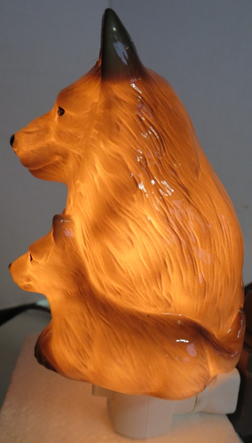 Porcelain Night Light in Original Box - WORKS - Gray Wolves - Wolf & Cub - Picture 3 of 14