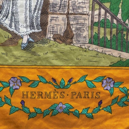 HERMES COSTUMES DES DEPARTEMENTS Carre 90 Silk Scarf Orange No Box Used. - Picture 3 of 5