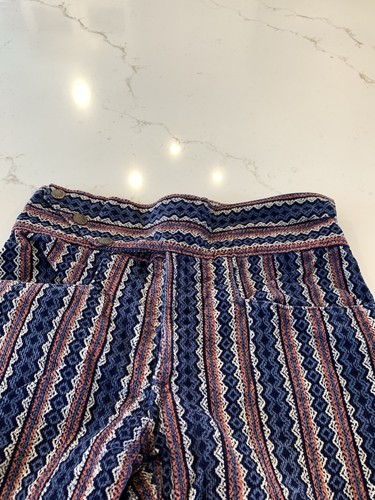 Vintage 70s Corduroy Knit Wide Leg Pants Geometric Striped 24” Waist NO Tags - Picture 7 of 10