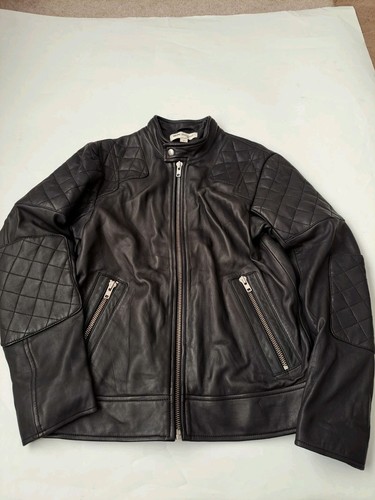 reiss leather jacket men Biker Rrp 349£ Medium Immaculate Condition - Picture 3 of 7