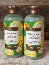 2× Beloved Mandarin & Cucumber Bath Gel 11.8 oz | Vegan Holiday Gift Set 🍊