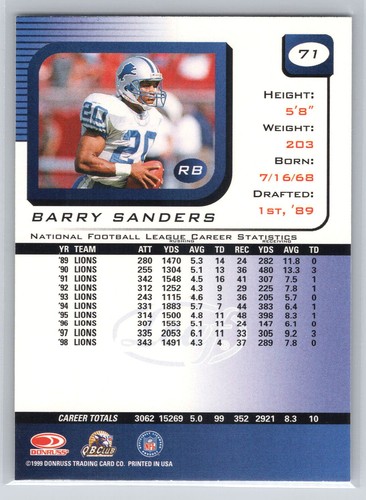 🔥🔥Barry Sanders cards 1990-2001 🏈 You Pick Card 🏈 Discounts & FREE Shipping - Picture 101 of 123