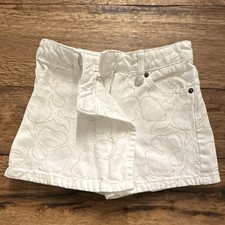 Zara Girls Wrap Skort White 8-9Y Cotton Denim Pockets Belt Loops Button