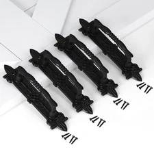 SMARTSTANDARD 9" Antique Barn Door Handle Set of 4 Rustic Black Powder