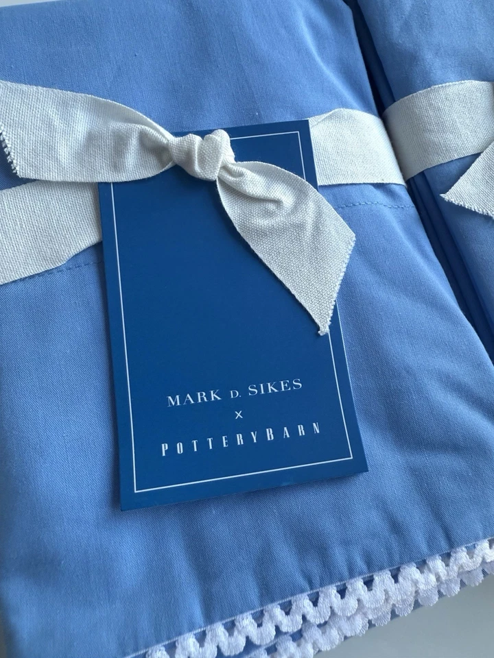 Juego de 4 fundas de almohada Pottery Barn Mark D Sikes azul francés tamaño estándar, nuevas con etiquetas Foto 3 de 4