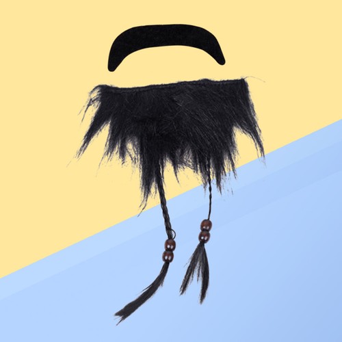Pirate Beard Fake Mustache for Men Classic Halloween Costume Accessory - Picture 8 of 11