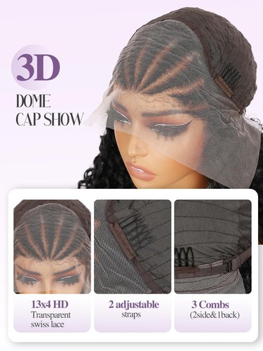 Quantum Love Braided Wigs for Black Women Braids Cornrows Lace 16 Inch, - Picture 9 of 9