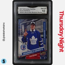 2017 UPPER DECK HOCKEY CARD DAY #USA16 AUSTON MATTHEWS MOMENTS RC ROOKIE GMA 10. rookie card picture