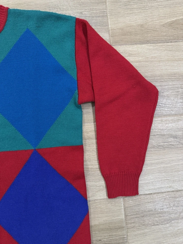 复古 Liz Claiborne 美利奴羊毛毛衣小号男女成人色块 90 年代 Y2K — 第 4/4 张图片