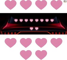 10-Piece PVC Heart Sticker Set, Reflective Crystal Color Grid Design for Car Tai