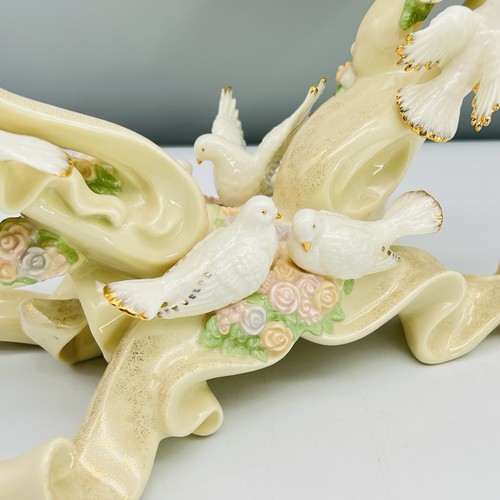 LENOX Heart of Love XL 12" SCULPTURE WEDDING ANNIV CENTERPIECE Dove Flower MINTY - Picture 14 of 21