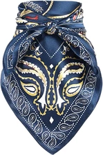 100% Silk Wild Rag 27 Inch Print Cowboy Neckerchief Large Mulberry Head Bandana