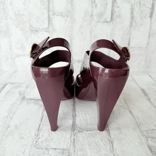 Melissa Womens 7 Jelly Heels Shoes Sandals Heels Peep Toe Purple Rubber - Picture 4 of 9