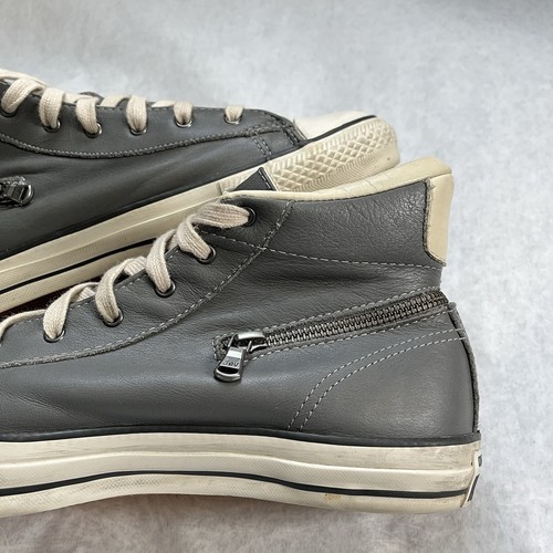 Converse X John Varvatos Zip Around Gray/Cream Leather Hi Top Sneaker Mens 9 US - Picture 14 of 23