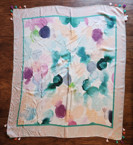 Anthropologie Blank Bl^nk London Circles Stripes Shawl Head Wrap Scarf Tassels - Picture 14 of 16