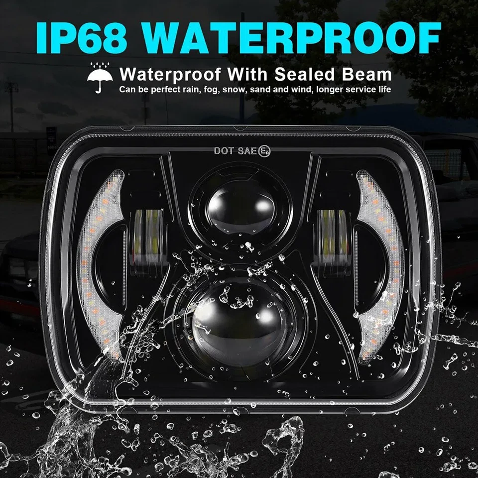 Pair 7x6" LED Headlights High/Low Beam For Nissan Pickup Hardbody D21 - Image 4 of 4