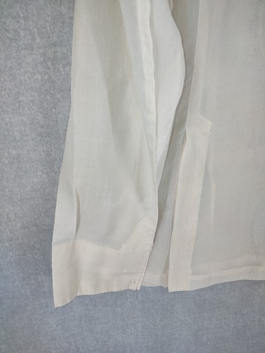Vintage Tesoros Barong Shirt Mens Medium Ivory Embroidered Raw Silk Filipino - Picture 13 of 23