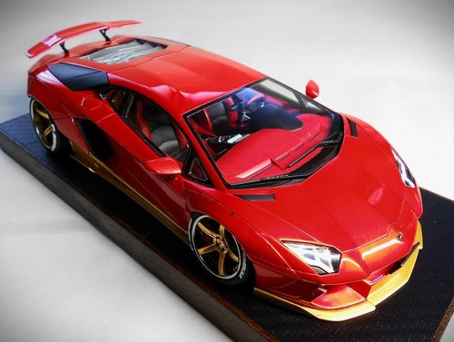 LB Works Lamborghini Aventador 1/24 Model Candy Red & Blue Rare - Picture 8 of 19