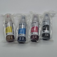 Epson 522 EcoTank Ink Bottle Set BK C M Y Genuine OEM New. 65ml. Exp 1/2030
