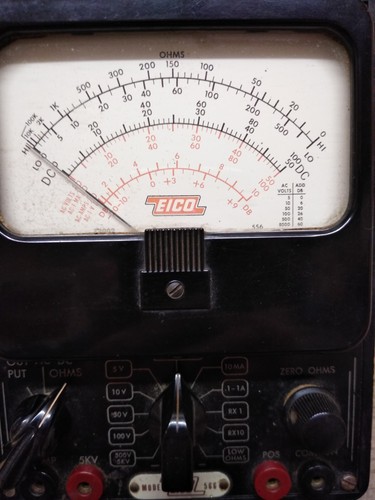 Vtg EICO Model 566 Volt Ohm Multimeter AC DC Meter w/Bakelite Case & Test Leads  - Picture 2 of 11