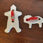 2 Vintage Cookie Cutter Gingerbread Man & Lion Aluminum with Red Handle