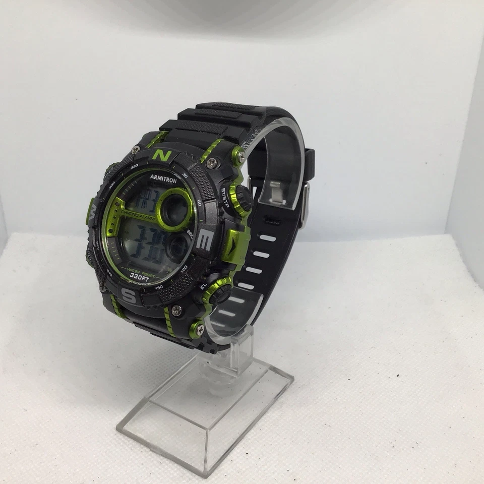 Armitron Pro Sport男士腕表40/8284黑色橡胶石英表数字45毫米手表 — 第 2/4 张图片