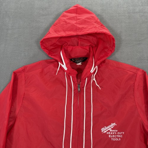 Vintage Pla-Jac Dunbrooke Jacke Herren Medium rot Milwaukee Tools Windbreaker Kapuze - Bild 2 von 21