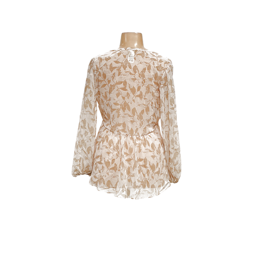 Cabi Beige Graphic Print Blouse, Size L - Picture 2 of 4