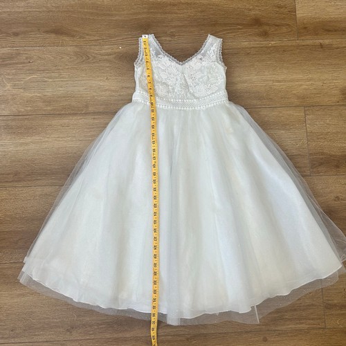 DB Studio Sparkle Lace Bodice Tulle Skirt White Dress Flower Girl Size 8 Formal - Picture 4 of 9