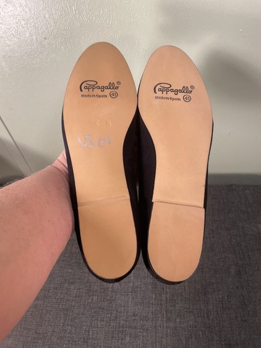 Vintage 80s/90s Pappagallo SUEDE ROSETTE BALLET FLATS Shoes ~ Black 6M - Picture 8 of 9