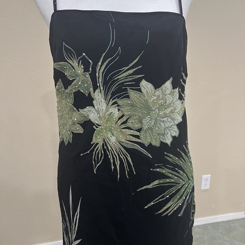 Vtg Eva Blue Sz 14/12/L Black Beaded Floral Midi Dress Y2k Fairy Whimsygoth EUC - Picture 5 of 12