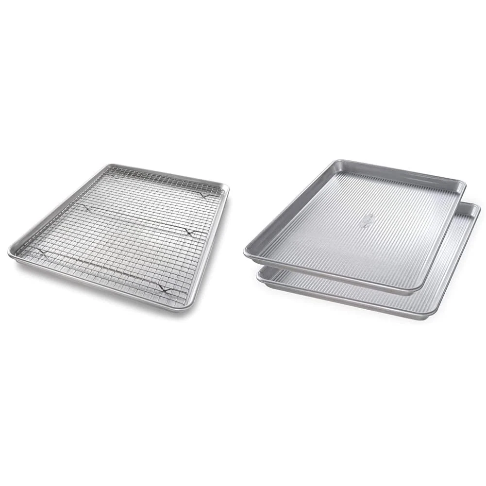 1607CR Bakeware Extra Large Sheet Baking Pan & Bakeable Nonstick Cooling Rack