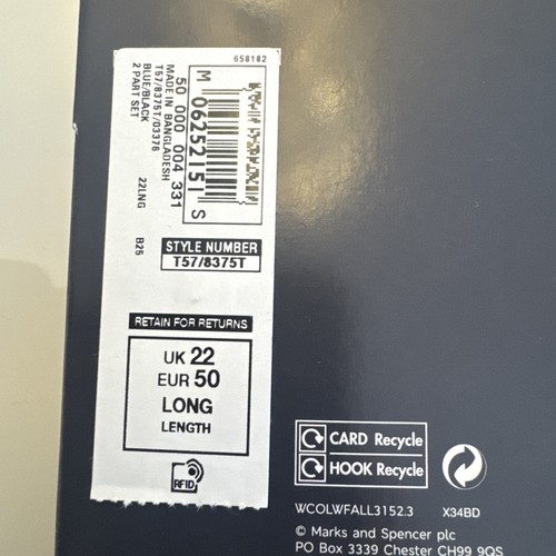 M&S High rise 2 pack black and navy Leggings Size 22 LONG BNWT Marks & Spencer - Picture 3 of 6