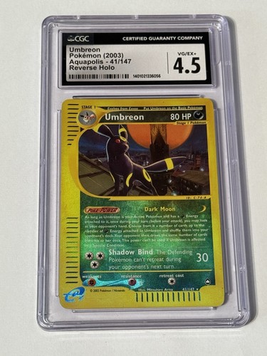 Carta Pokémon Umbreon Aquapolis 41/147 Reverse Holo CGC 4.5 Grado - Foto 1 di 2