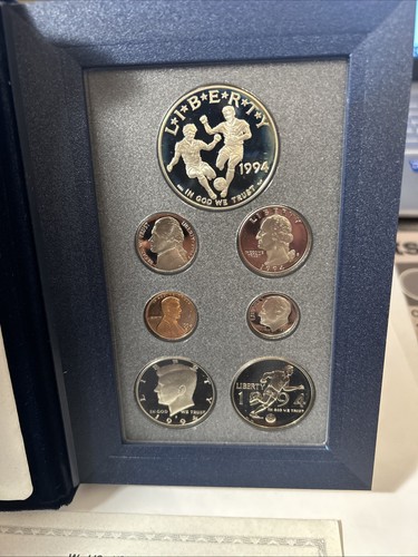 1994 Prestige Proof Set - 7 Coin Set w/Silver Dollar ~ includes Box & COA - Picture 2 of 7